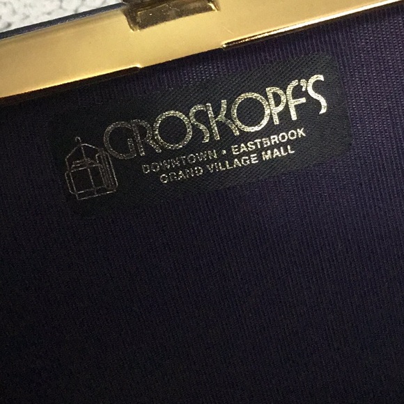 GROSKOPF’S Navy Blue With Gold Trim Handbag Clutch. - Picture 7 of 10
